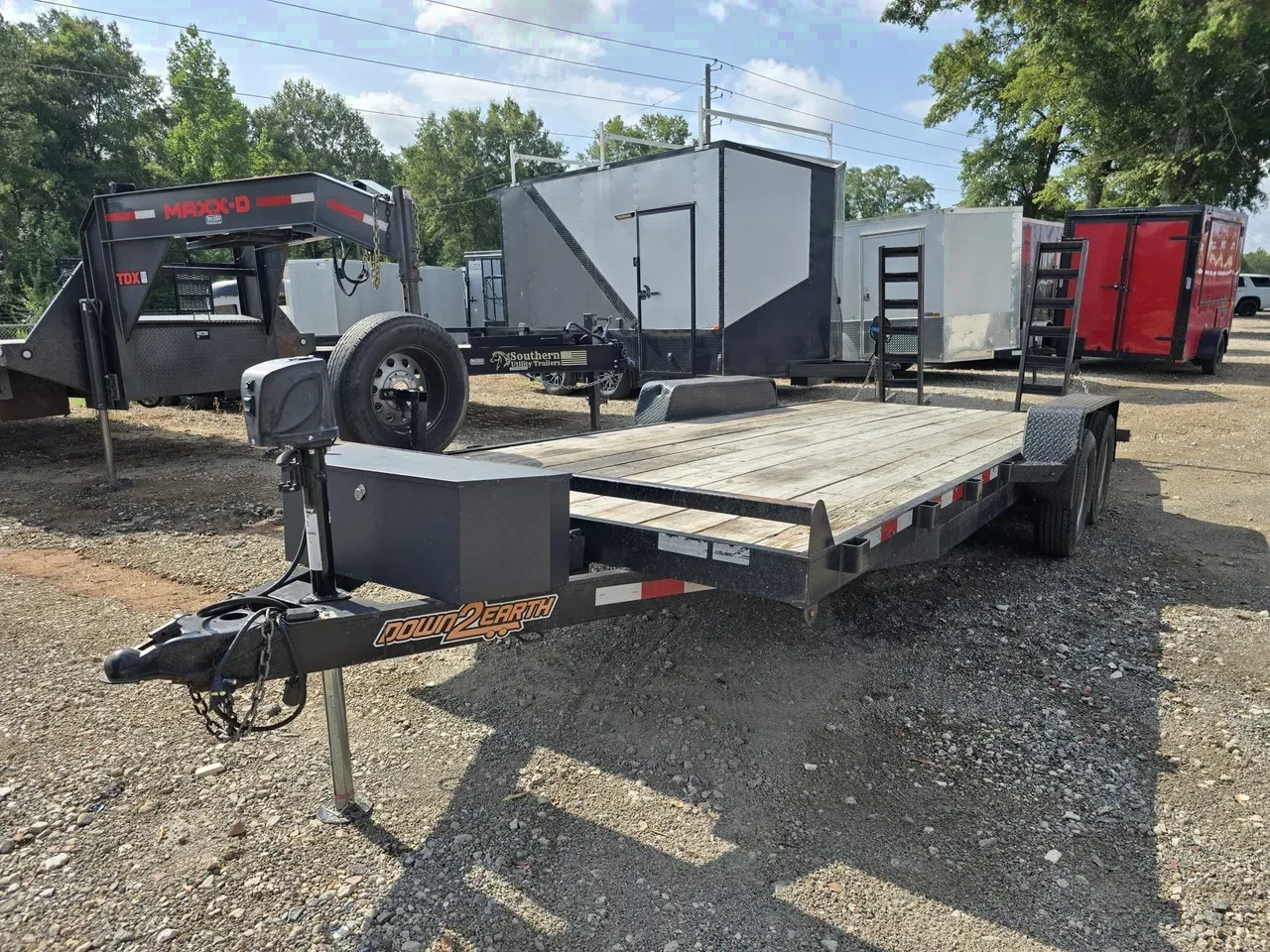 Equipment Trailer 7X20 ATC Trailers USED 20′ 7K Wood Deck Equipment Trailer With Electric Jack -DTE8220-USED-078793 7 ft. x20 ft.