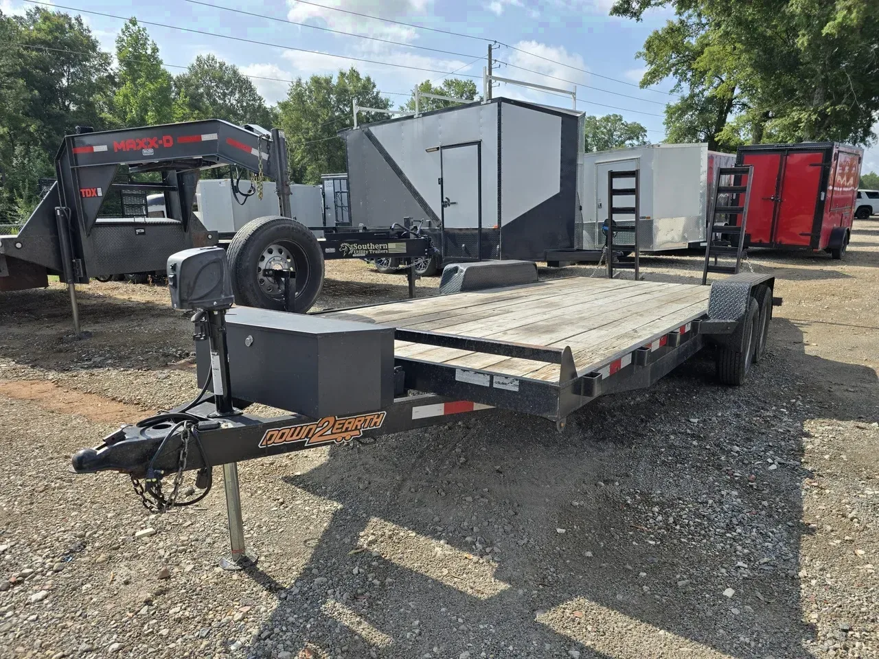 Equipment Trailer 7X20 ATC Trailers USED 20′ 7K Wood Deck Equipment Trailer With Electric Jack -DTE8220-USED-078793 7 ft. x20 ft.