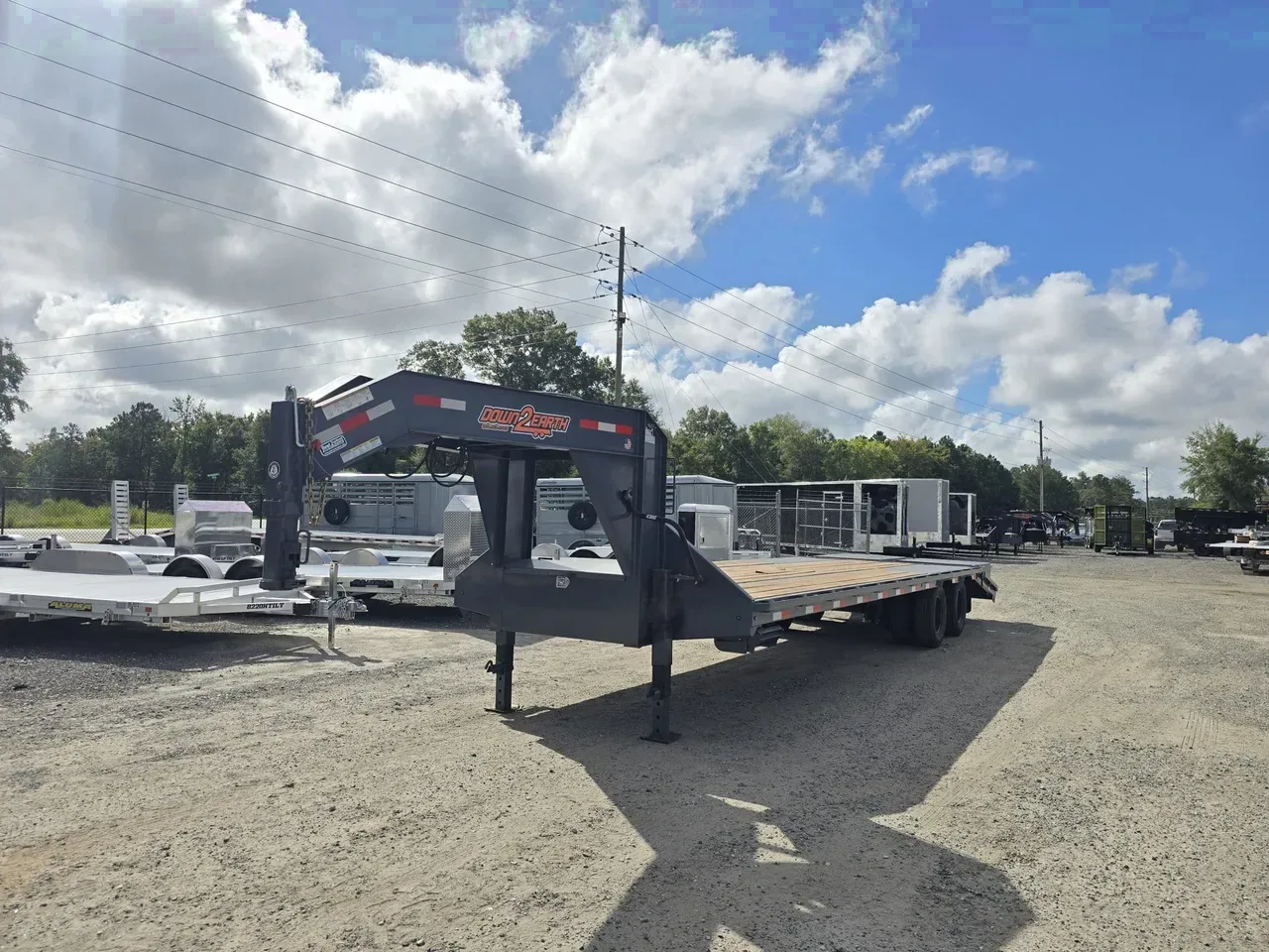Equipment Trailer 2026 8.5X30 Down 2 Earth Trailers USED 8.5X30 Gooseneck 23.9K Equipment Trailer With Fold Flat Ramps