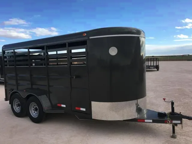 16ft Black Bumper Pull Stock Trailer