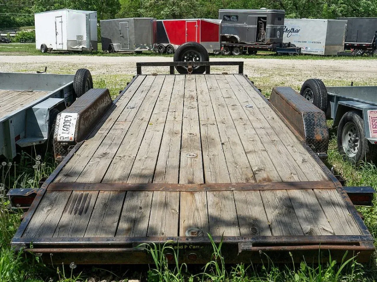 FOR RENT ONLY #13 7x18 M.E.B Open Car Hauler w/Slide Out Ramps